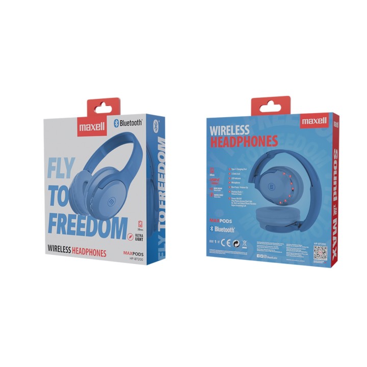 MAXELL 348669 AUDIFONO DIADEMA HP-BT200 AZUL