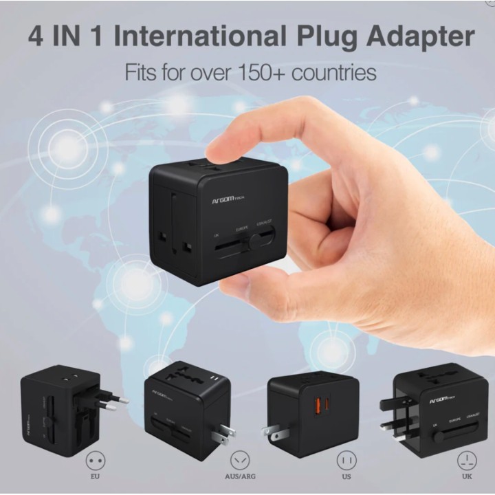 ARGOM ADAPTADOR DE VIAJE UNIVERSAL CARGA RAPIDA