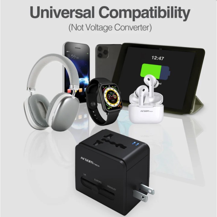 ARGOM ADAPTADOR DE VIAJE UNIVERSAL CARGA RAPIDA