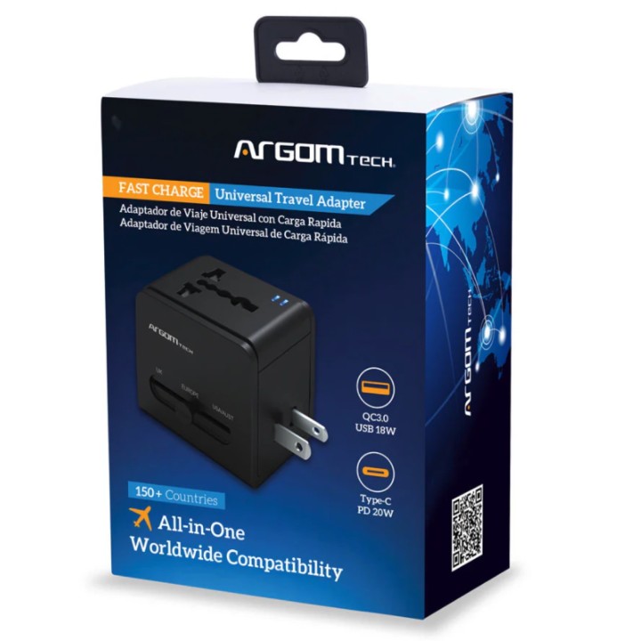 ARGOM ADAPTADOR DE VIAJE UNIVERSAL CARGA RAPIDA