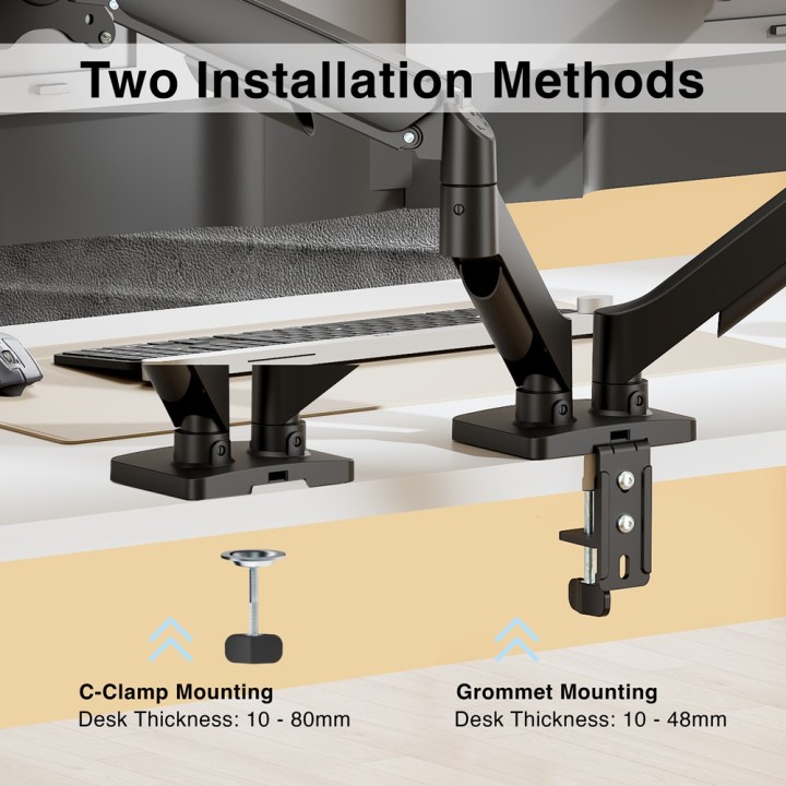 ARGOM ARG-BR-1615 DUAL MONITOR 17-32DESK MOUNT/CLAMP & GROOMET