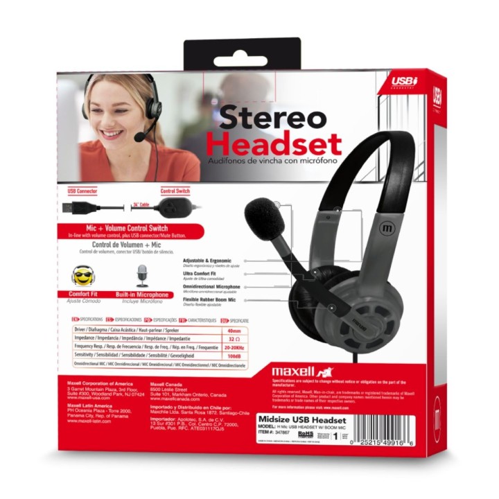 MAXELL 347867 AUDIFONO DIADEMA CON MIC HS-HMIC