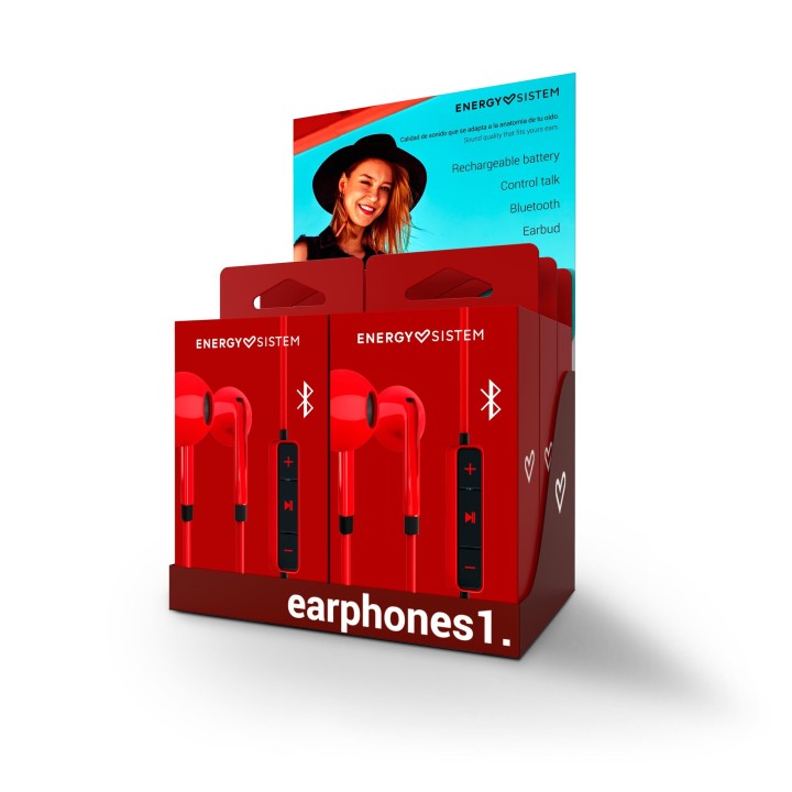 ENERGY  Earphone 1 RED Audífono inserción bluetooth rojo