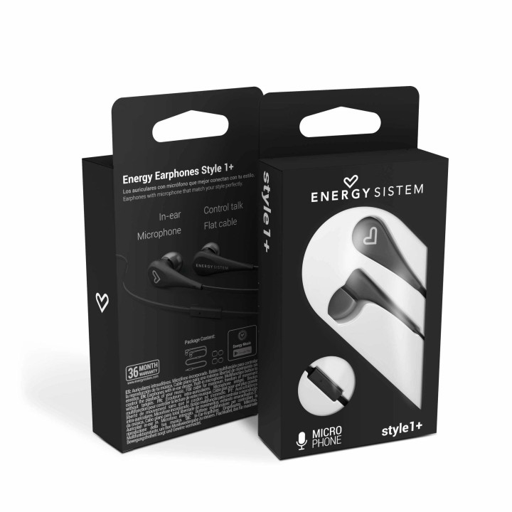 ENERGY  Sistem auricular con mic Earphone Style 1+ Black