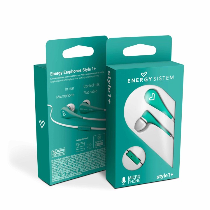 ENERGY  Sistem auricular con mic Earphone Style 1+ Mint