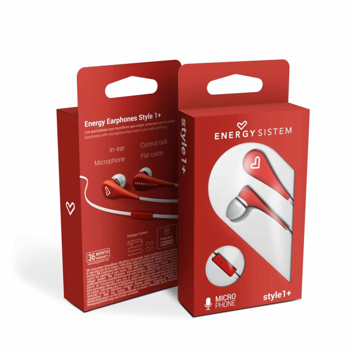 ENERGY  Sistem auricular con mic  Earphone Style 1+ RED
