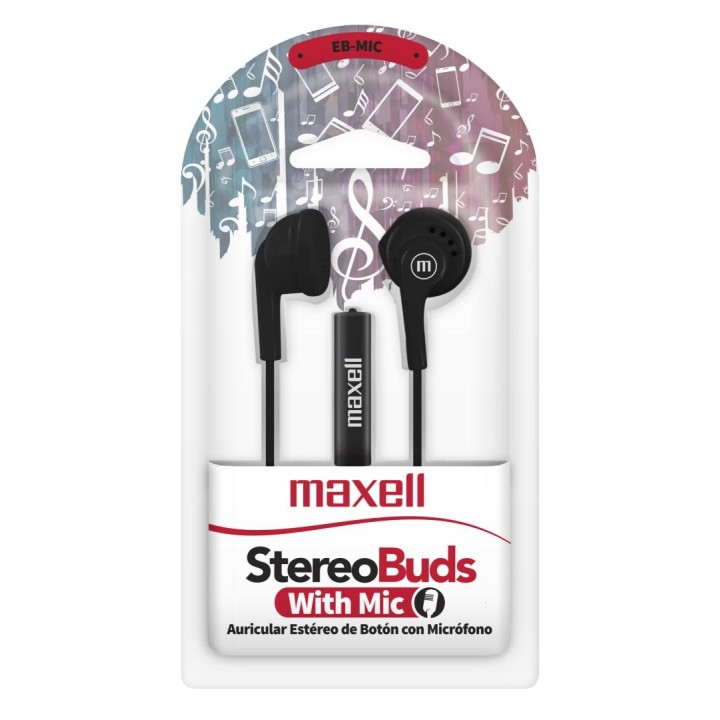 MAXELL 347360 AUDIFONO PASTILLA ESTEREO MIC NEGRO
