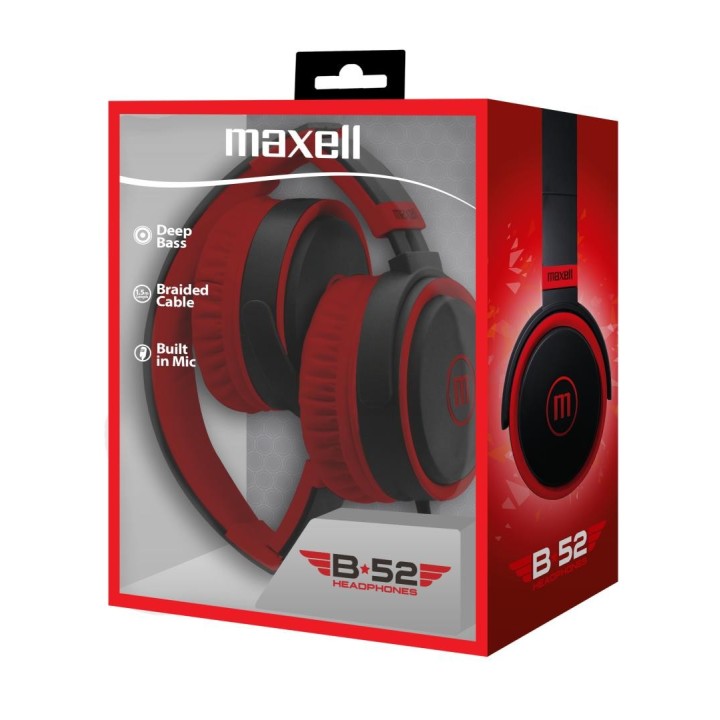 MAXELL 347853 AUDIFONO DIADEMA CON MIC HP-B52 ROJO