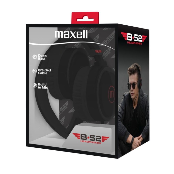 MAXELL 347855 AUDIFONO DIADEMA CON MIC HP-B52 NEGRO