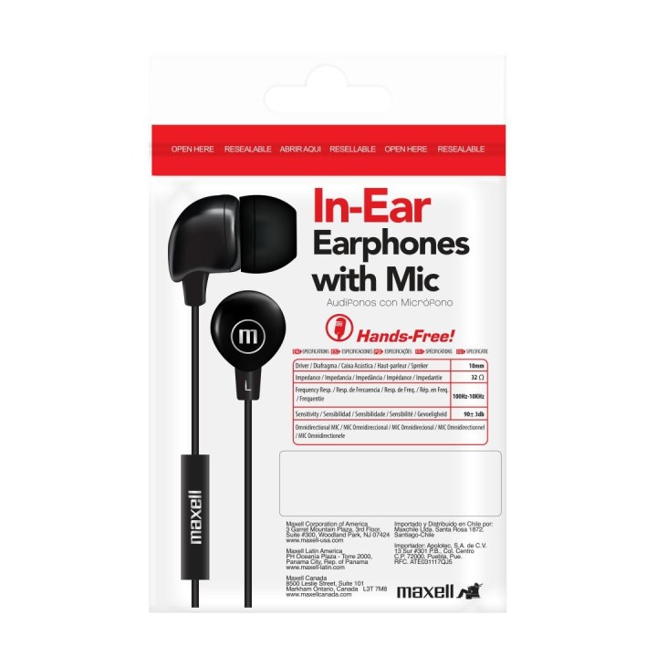 MAXELL 347945 AUDIFONO INTRAUDITIVO CON MIC NEGRO
