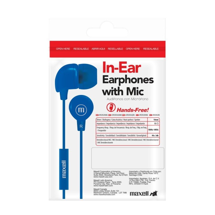 MAXELL 347948 AUDIFONO INTRAUDITIVO CON MIC AZUL