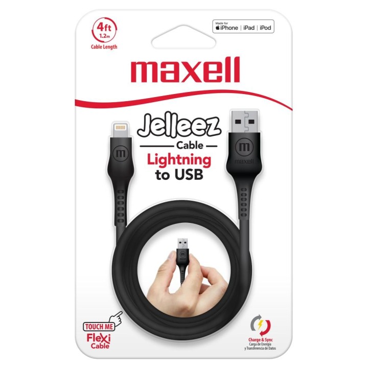 MAXELL 348207 CABLE JELLEEZ DE CARGA USB A LIGHTING NEGRO