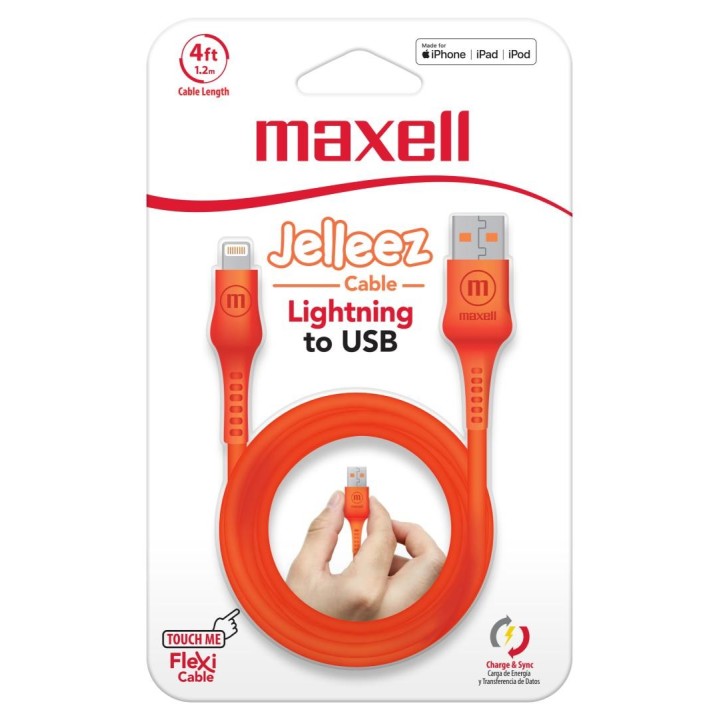 MAXELL 348210 CABLE JELLEEZ DE CARGA USB A LIGHTING NARANJA