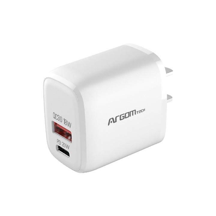 ARGOM ARG-AC-0115WT CARGADOR TIPO C+USB 20W