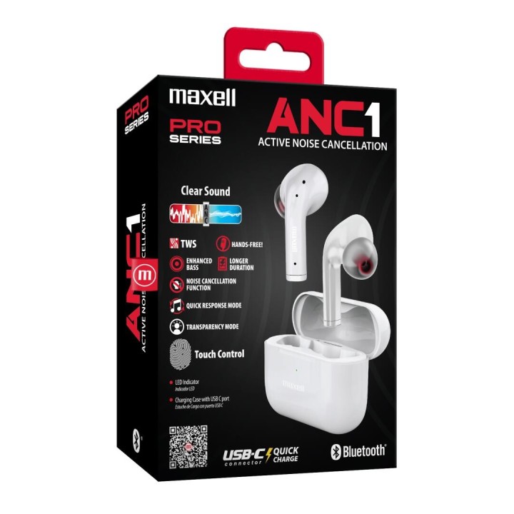 MAXELL 348501 AUDIFONOS ALAMBRICOS ANC1 BLANCO