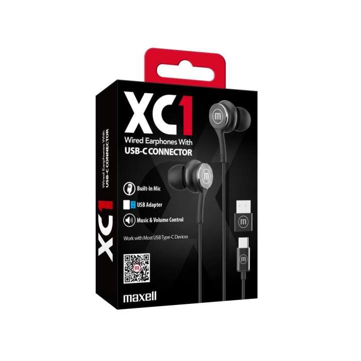 MAXELL 348531 AUDIFONOS ALAMBRICOS EB-XC1 NEGRO