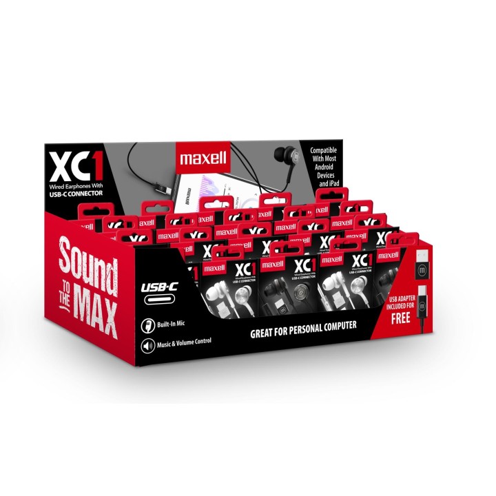 MAXELL 348531 AUDIFONOS ALAMBRICOS EB-XC1 NEGRO