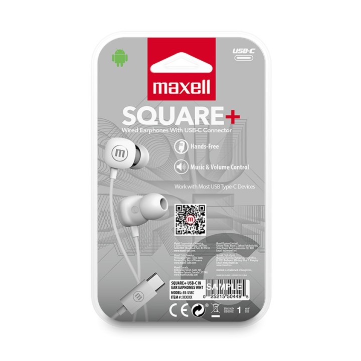 MAXELL 348567 AUDIFONO INTRAUDITIVO SQUARE TIPO C BLANCO