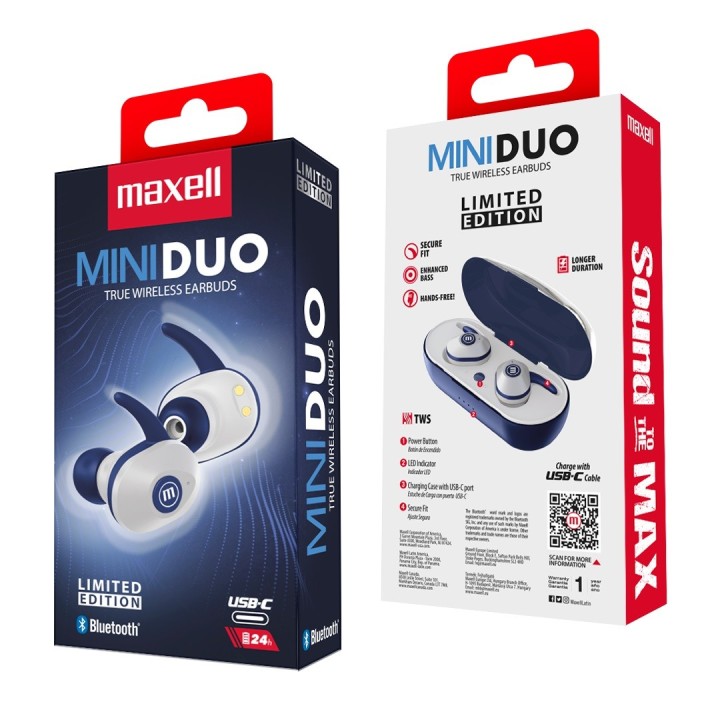 MAXELL 348578 EB-BTMINI BT MINI DUO TWS NEGRO/MORADO