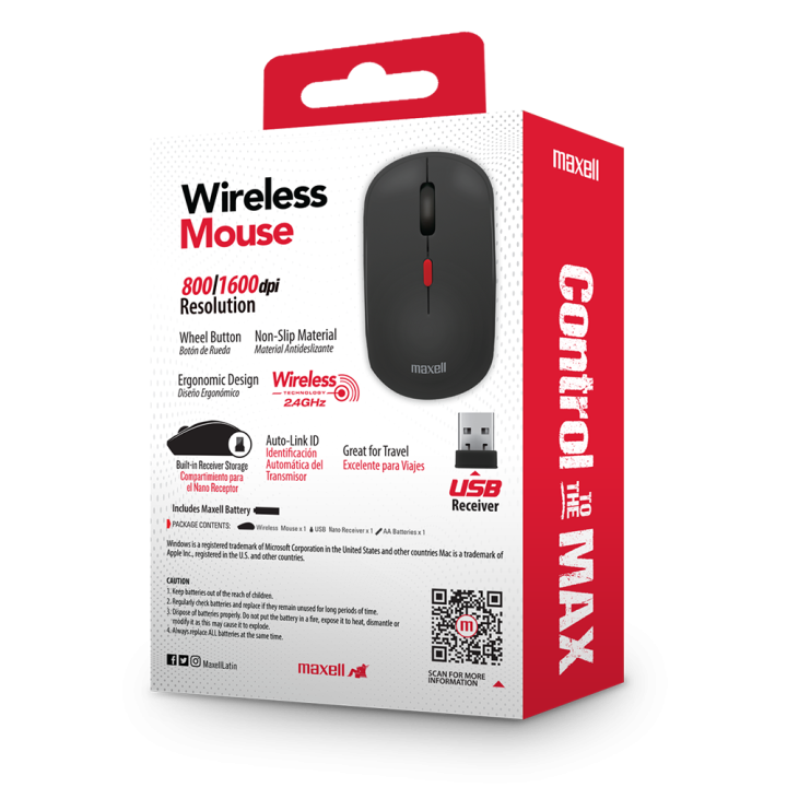 MAXELL 348584 MOUSE INALAMBRICO MOWL-100 NEGRO