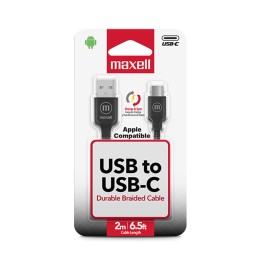 MAXELL 348586 CABLE USB USB-USB-C 2 MTS DE LARGO NEGRO