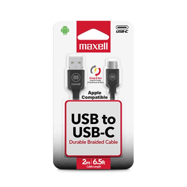 MAXELL 348586 CABLE USB USB-USB-C 2 MTS DE LARGO NEGRO
