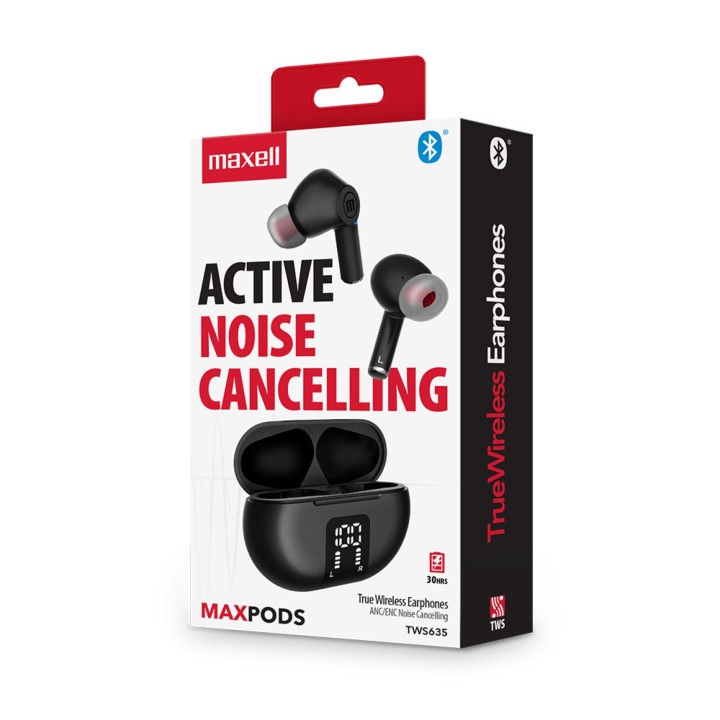 MAXELL 348596 AUDIFONOS INALAMBRICOS ACTIVE NOICE CANCELLING NEGROS
