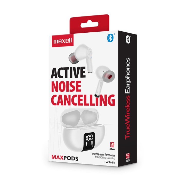 MAXELL 348597 AUDIFONOS INALAMBRICOS ACTIVE NOICE CANCELLING BLANCOS