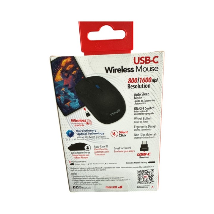 MAXELL 348641 RATON MOWR-200C Inalámbrico Tipo C