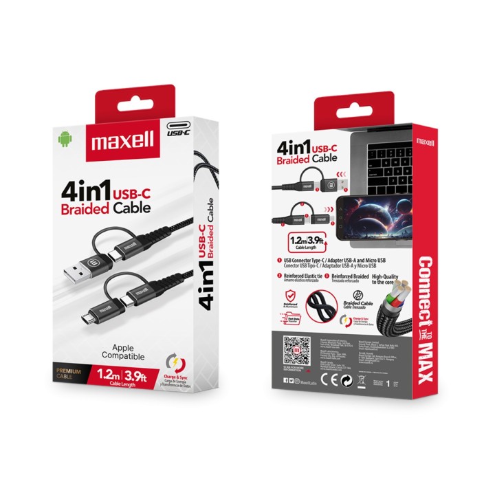 MAXELL 348646 CABLE USB C, USB A, MICRO USB CONECTOR