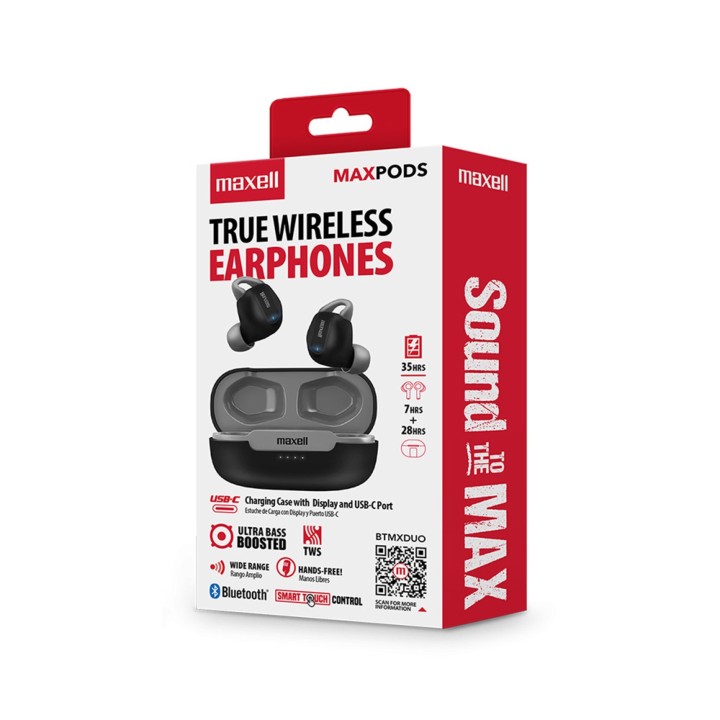 MAXELL 348648 EB-BTMXDUO AUDIFONOS INSERCION BLK/GRY