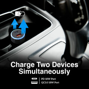 Cargador Dual Rápido Type-C & USB para auto 36W