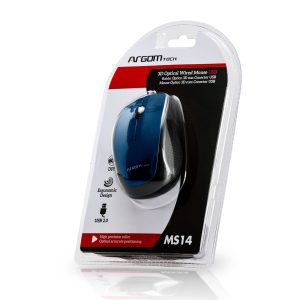 ARGOM MOUSE OPTICO 3D CON CONECTOR USB AZUL