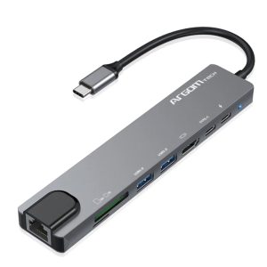 ARGOM HUB 8 IN 1 TYPE C SD/TF/HDMI/2XUSB3.0/RJ457PD/ TYPE C PD