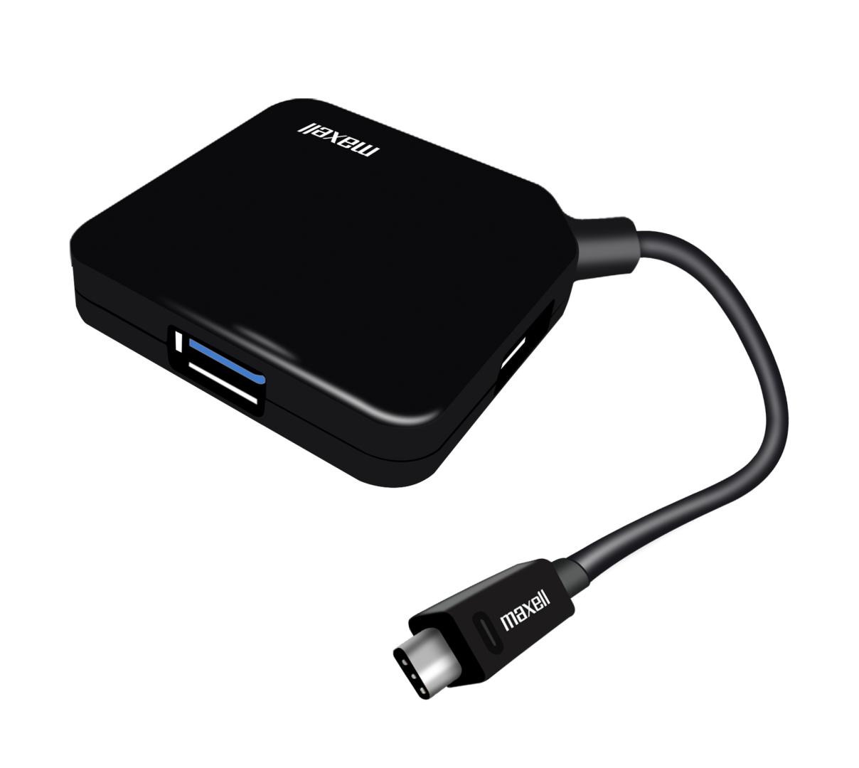 Hub de 4 puertos USB con entrada Tipo C ¡Un conector para múltiples funciones!